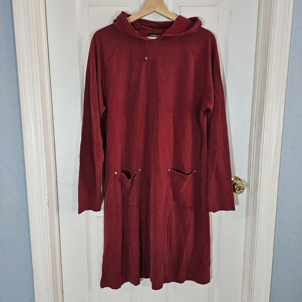 Liz Clairborne Lizsport Vintage Casual Hooded Dress Coverup Red Size Large